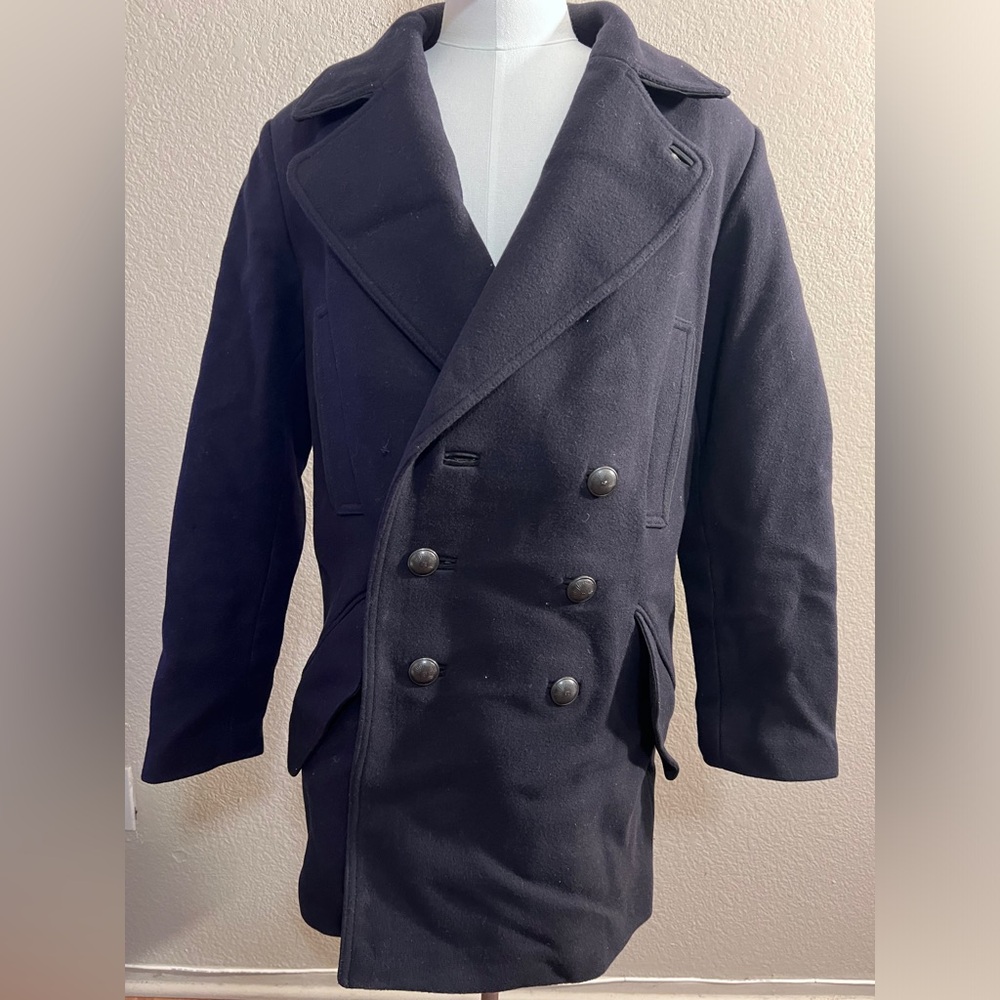 H&M x ISABEL MARANT Men’s Navy Blue Wool Peacoa US 38R